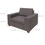 Garden sofa Io Brown Aluminium textilene 110 x 88 x 70 cm-2