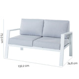 2-Seater Sofa Thais White Aluminium 132,20 x 74,80 x 73,30 cm-1