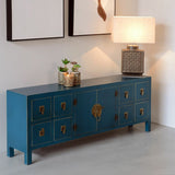 TV furniture ORIENTE 130 x 24 x 50,5 cm Blue MDF Wood-4