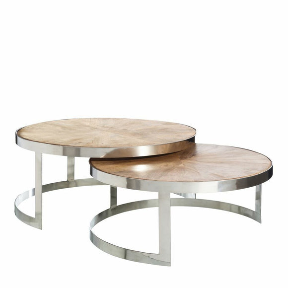 Centre Table Silver Natural 100 x 100 x 45 cm (2 Units)-0