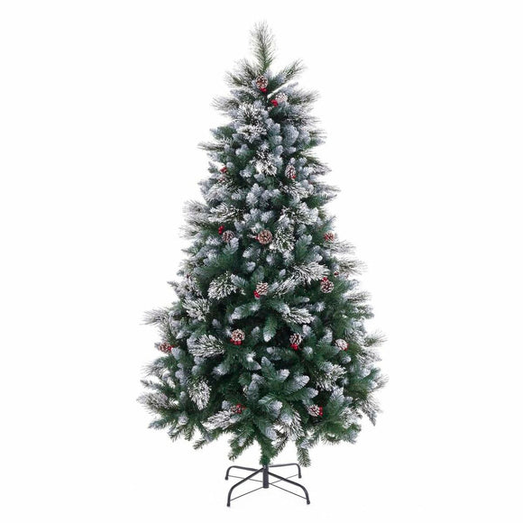 Christmas Tree White Red Green PVC Metal Polyethylene Snowfall 210 cm-0