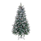 Christmas Tree White Red Green PVC Metal Polyethylene Snowfall 210 cm-1