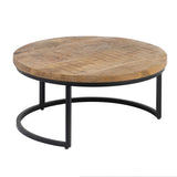 Set of 2 tables Iron Mango wood 90 x 90 x 40 cm-8