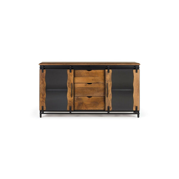 Sideboard Alexandra House Living Black Metal Mango wood 150 x 80 x 40 cm-0