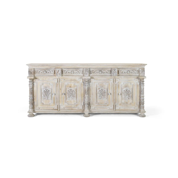 Sideboard Alexandra House Living White Mango wood 225 x 100 x 45 cm-0