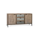 Sideboard Alexandra House Living Black Beige Grey Metal Acacia 160 x 81 x 40 cm-5