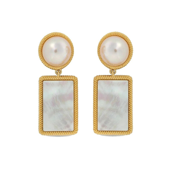 Ladies' Earrings Majorica 17788.01.1.E00.906.1 Golden White-0