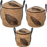 Set of Baskets Alexandra House Living Brown Rattan Natural Fibre 48 x 52,5 x 48 cm 3 Pieces-0