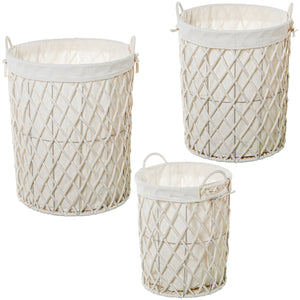 Set of Baskets Alexandra House Living 03854 White Wood Paper (3 Units)-0