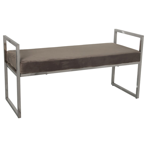 Bench Alexandra House Living Grey Velvet Metal 103 x 54 x 41 cm-0