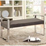 Bench Alexandra House Living Grey Velvet Metal 103 x 54 x 41 cm-2