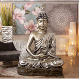 Decorative Figure Alexandra House Living Silver Plastic Buddha 62 x 93 x 138 cm-5