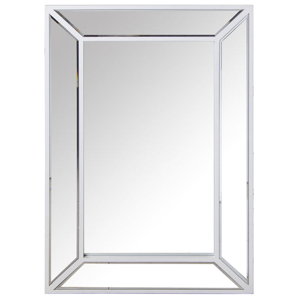 Wall mirror Alexandra House Living White Wood Rectangular 7 x 57 x 84 cm-0