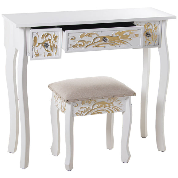 Dressing Table with Stool Alexandra House Living White 2 Pieces-0