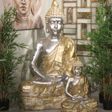 Decorative Figure Alexandra House Living Golden Silver Plastic Buddha 60 x 93 x 138 cm-6