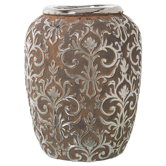 Vase Alexandra House Living Silver Ceramic Aged finish 27 x 27 x 36 cm-0