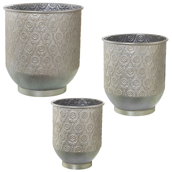 Set of Planters Alexandra House Living Silver Metal (3 Pieces)-0