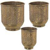 Set of Planters Alexandra House Living Golden Metal (3 Pieces)-0