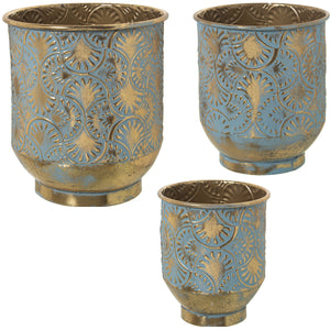 Set of Planters Alexandra House Living Green Golden Metal (3 Pieces)-0