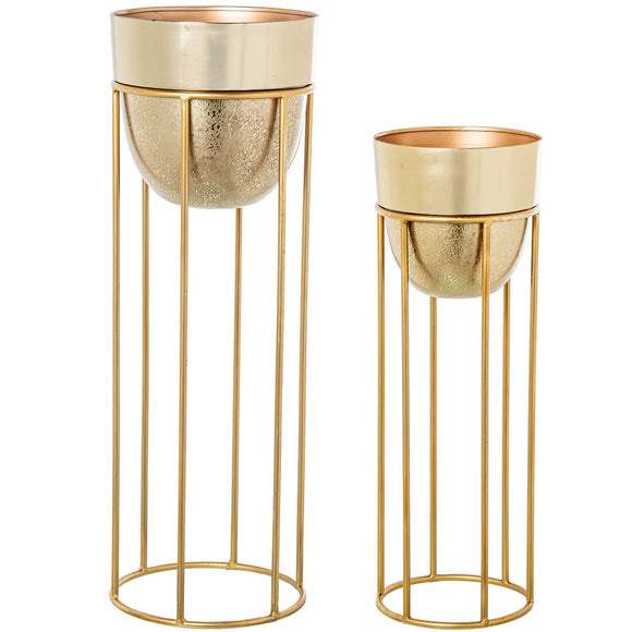 Set of Planters Alexandra House Living Gold Metal 2 Pieces-0