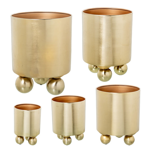 Set of Planters Alexandra House Living Gold Metal 5 Pieces-0