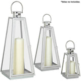 Lanterns Alexandra House Living Silver Steel 12 x 25 x 12 cm 18 x 53 x 18 cm 17 x 39 x 17 cm Candleholder 3 Pieces-0