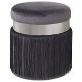 Pouffe Alexandra House Living Black Grey Velvet Wood 7 x 44 x 40 cm-0