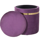 Pouffe Alexandra House Living Violet Golden Velvet Wood Set 2 Pieces-3