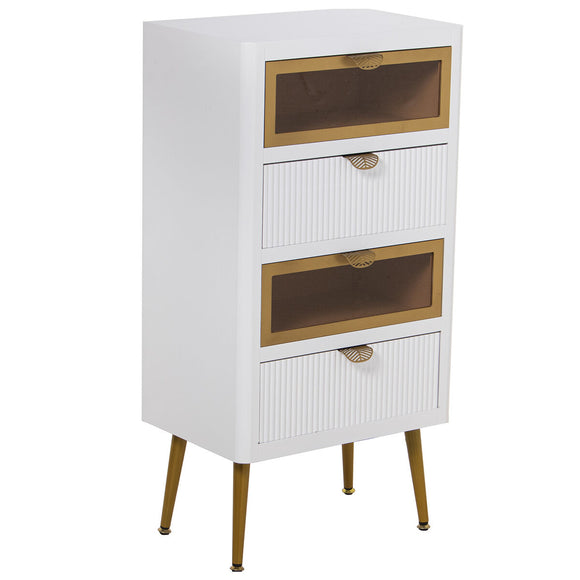 Chest of drawers Alexandra House Living White Brown Golden Wood 45 x 88 x 30 cm-0