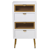 Chest of drawers Alexandra House Living White Brown Golden Wood 45 x 88 x 30 cm-5