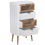 Chest of drawers Alexandra House Living White Brown Golden Wood 45 x 88 x 30 cm-4