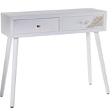 Console Alexandra House Living White Golden Wood 90 x 78 x 30 cm-0