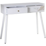 Console Alexandra House Living White Golden Wood 90 x 78 x 30 cm-6