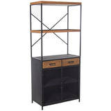 Shelves Alexandra House Living Brown Black Metal 80 x 180 x 40 cm-0