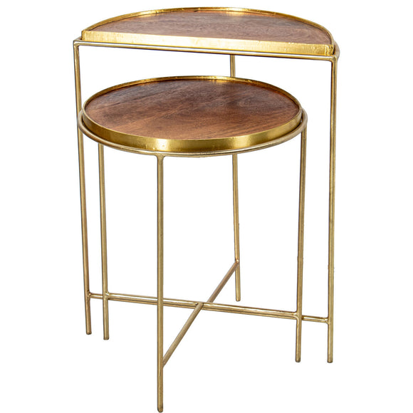 Set of 2 tables Alexandra House Living Brown Golden-0