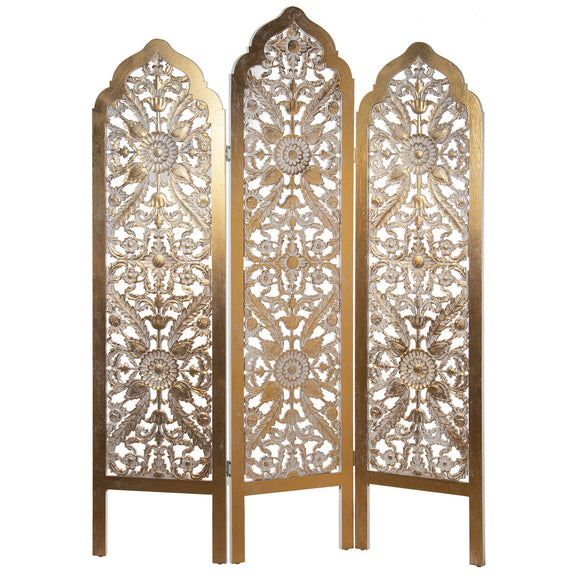 Folding screen Alexandra House Living Golden Wood 135 x 184 x 2 cm-0