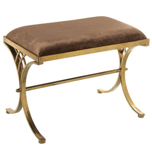 Bench Alexandra House Living Brown Golden Velvet Metal 60 x 46 x 37 cm-0