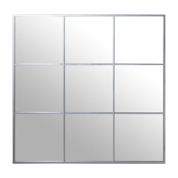 Wall mirror Alexandra House Living Silver Metal Window 6 x 113 x 113 cm-0