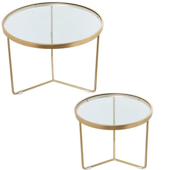 Set of 2 tables Alexandra House Living Golden Metal-0