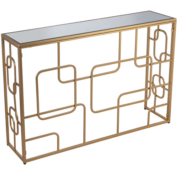 Console Alexandra House Living Transparent Golden Metal 120 x 80 x 28 cm-0