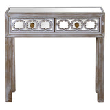 Console Alexandra House Living Transparent Golden Wood 80 x 80 x 25 cm-1