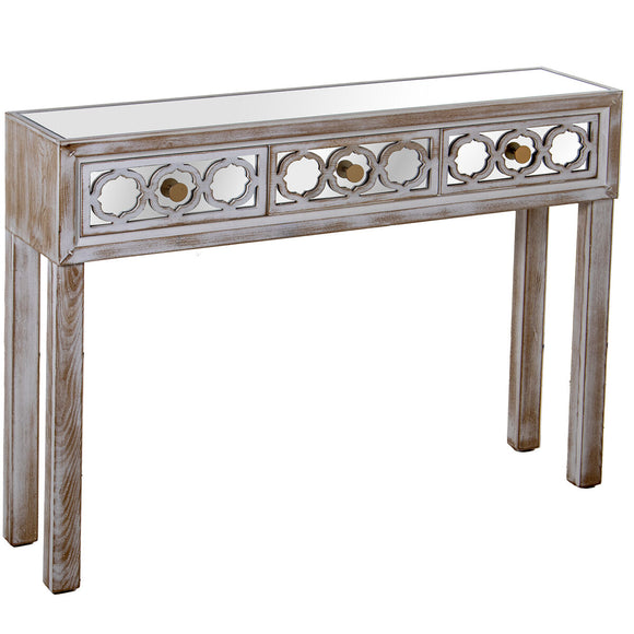 Console Alexandra House Living Transparent Golden Wood 110 x 80 x 25 cm-0