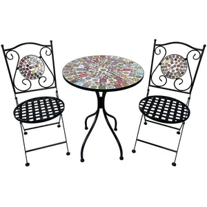 Table set with 2 chairs Alexandra House Living Multicolour 60 x 71 x 60 cm Mosaic-0