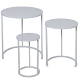 Set of 3 tables Alexandra House Living White Grey Wood-3