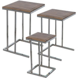 Set of 3 tables Alexandra House Living Brown Silver Wood-3