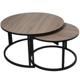 Set of 2 tables Alexandra House Living Brown Black Wood-0