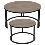 Set of 2 tables Alexandra House Living Brown Black Wood-3