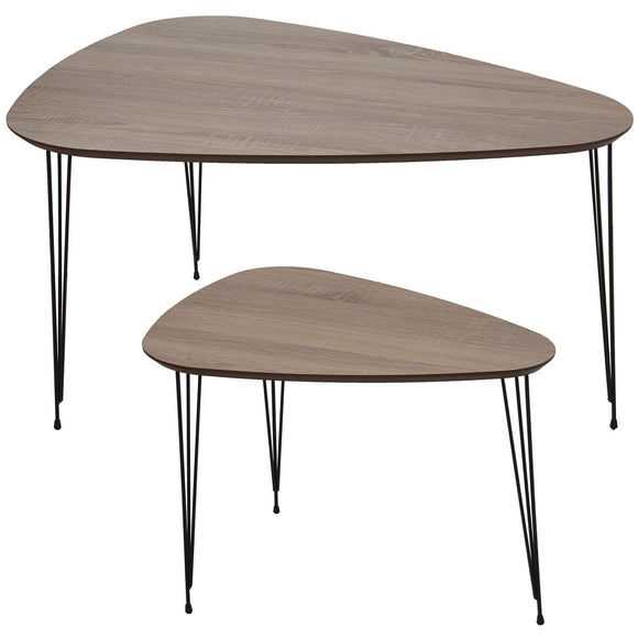 Set of 2 tables Alexandra House Living Brown Wood-0