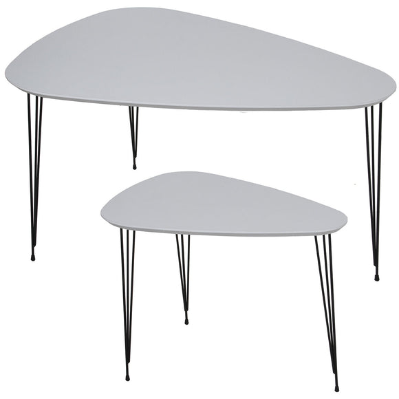 Set of 2 tables Alexandra House Living White Wood-0