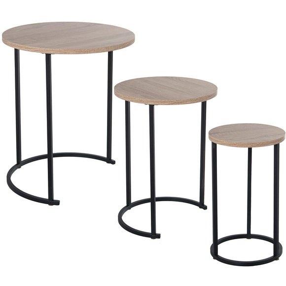 Set of 3 tables Alexandra House Living Brown Black Wood-0